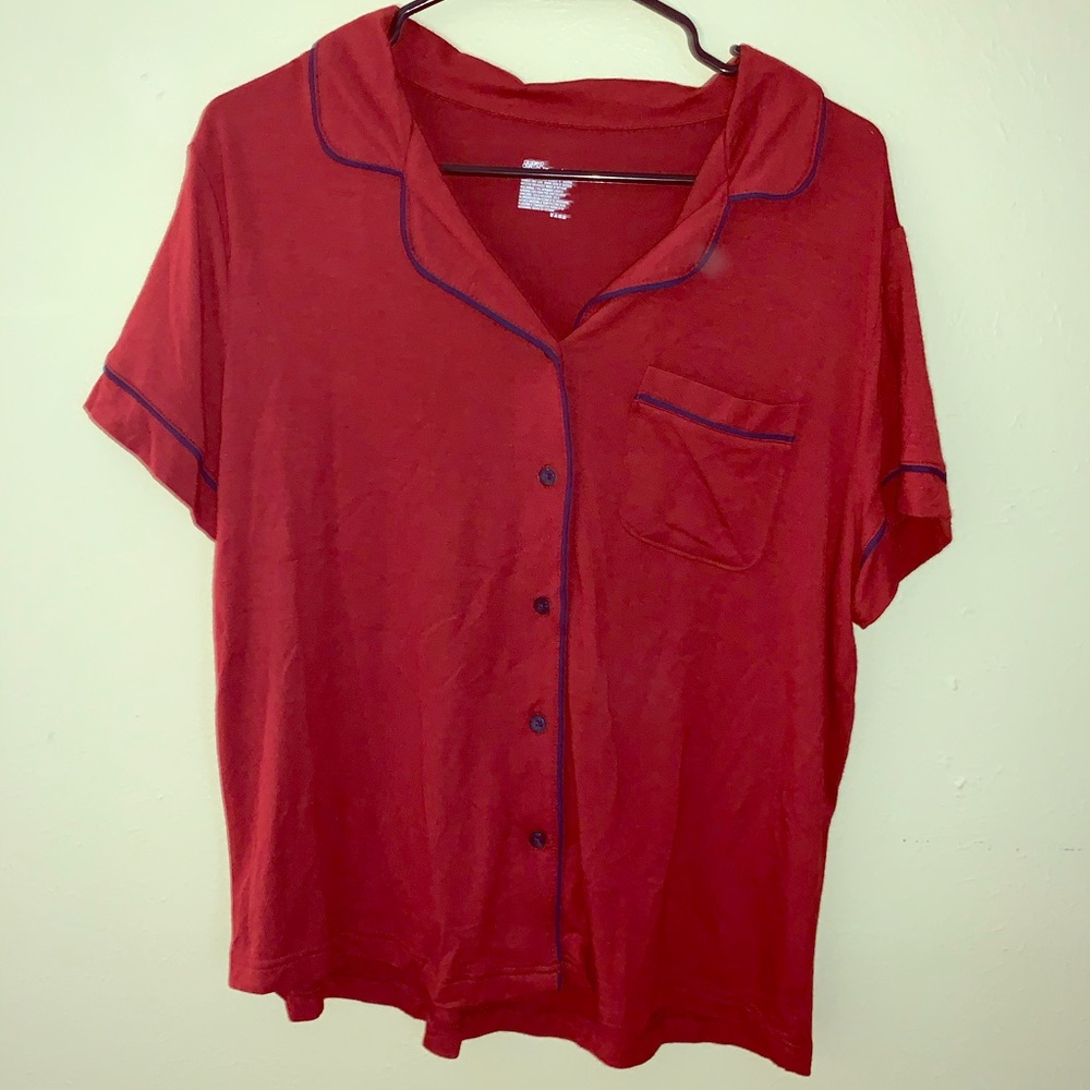 Cropped Burgundy Cotton Button Up